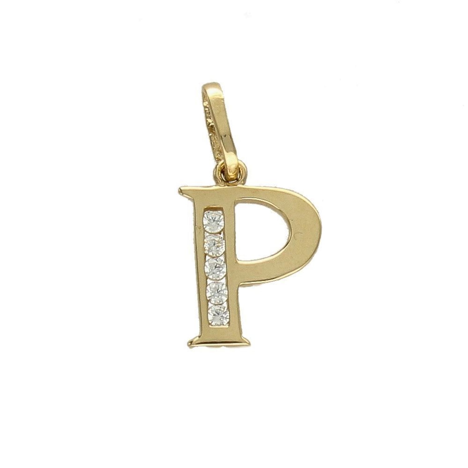 Złota zawieszka w kształcie literki P wykonana z wysokiej próby złota 585..jpg