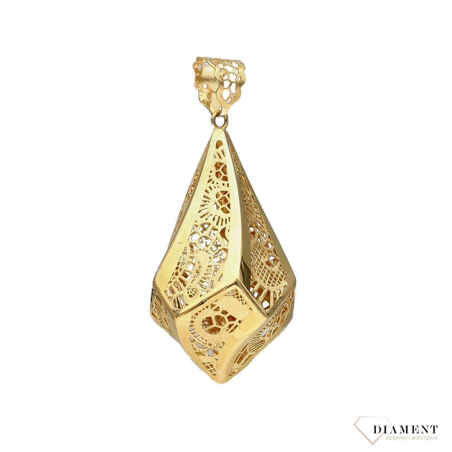Złota zawieszka ażurowa, geometryczna DIA-ZAW-4303-585.jpg