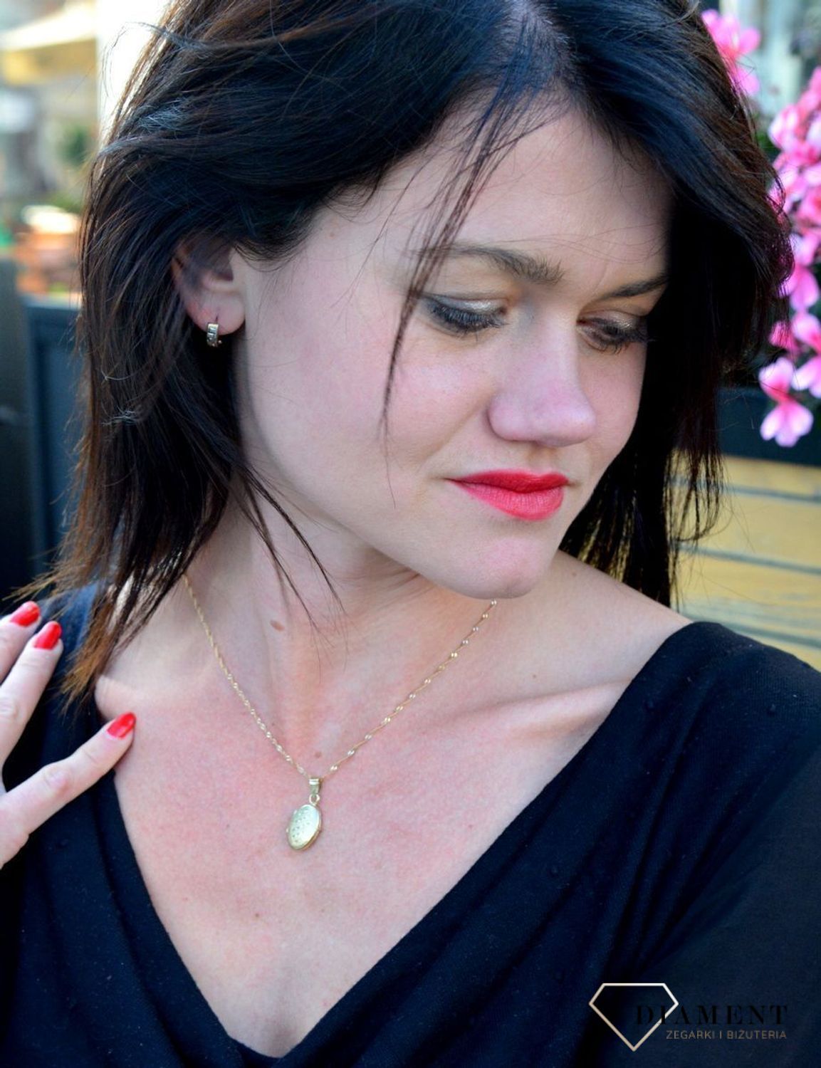 Złota zawieszka z grawerowanym efektem DIA-ZAW-4312-585.jpg