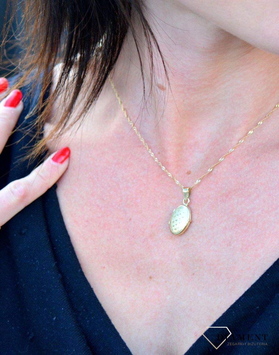 Złota zawieszka z grawerowanym efektem DIA-ZAW-4312-585.jpg