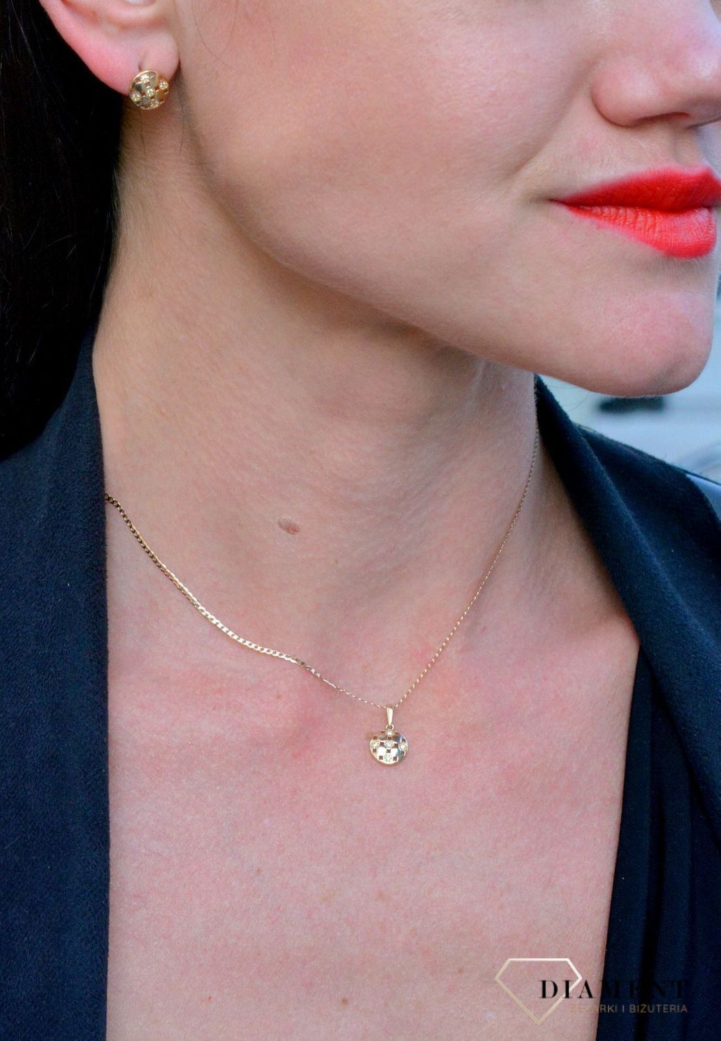 Złota zawieszka okrągła z błyszczącą cyrkonią DIA-ZAW-4317-585.jpg