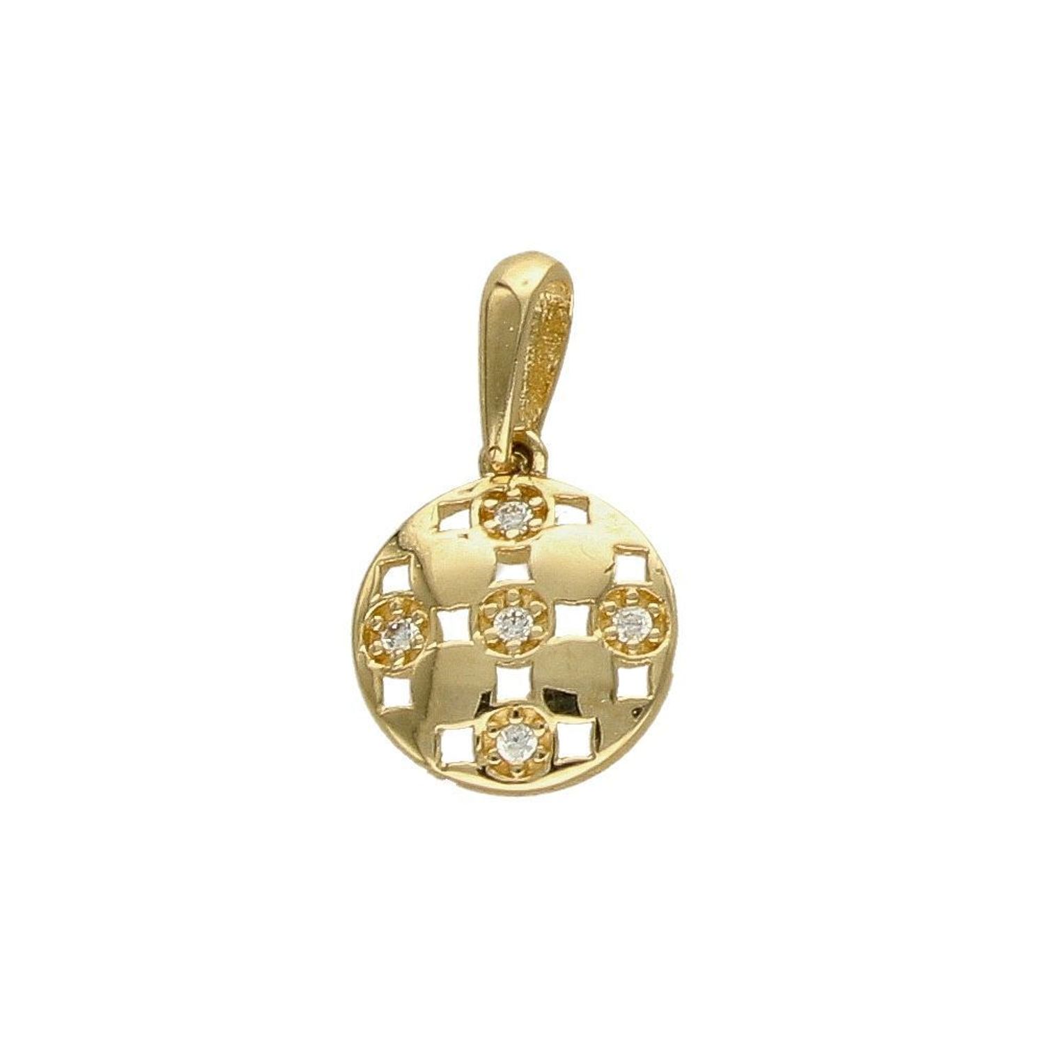 Złota zawieszka okrągła z błyszczącą cyrkonią DIA-ZAW-4317-585.jpg