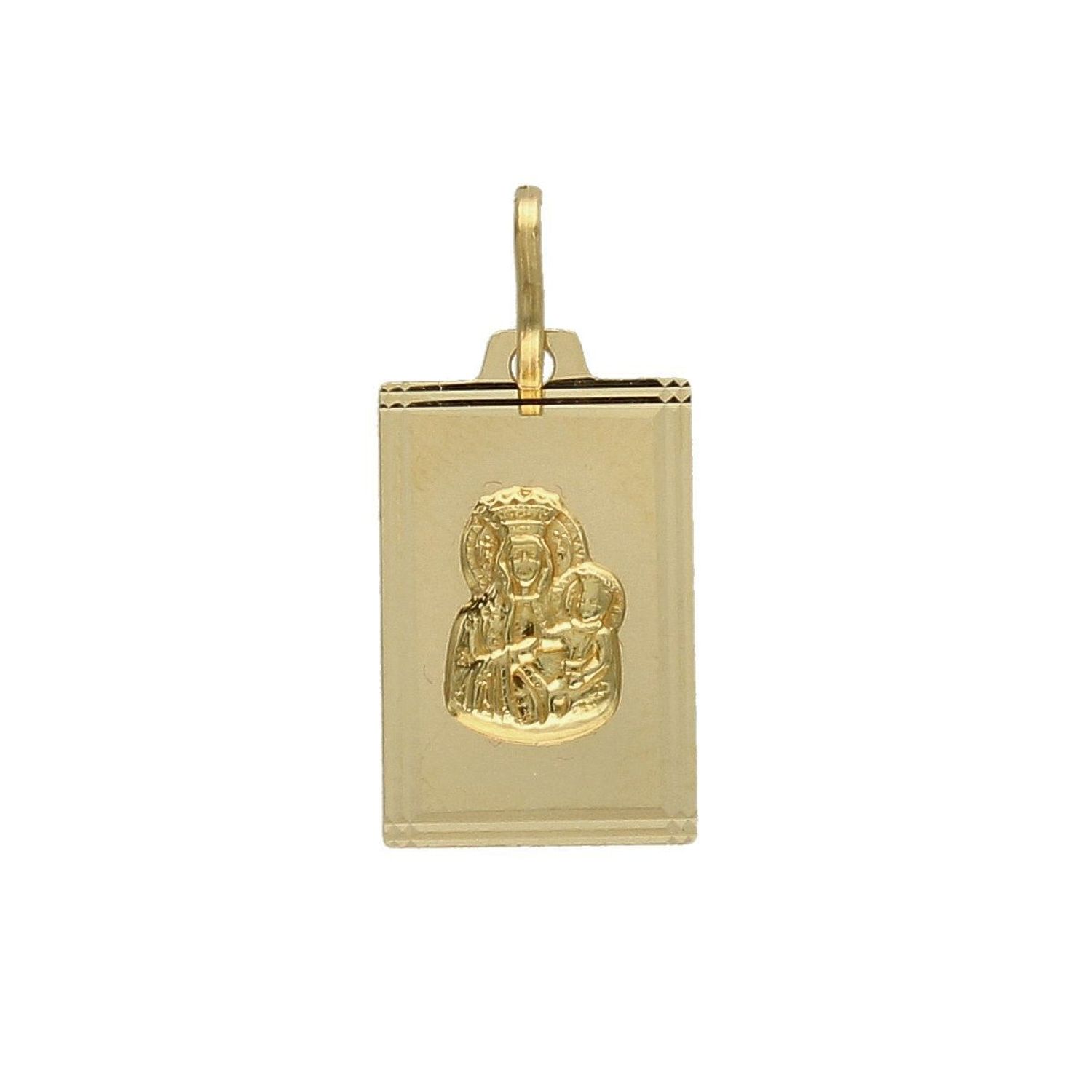 Złota zawieszka prostokątny medalik z Matką Boską DIA-ZAW-4356-585.jpg