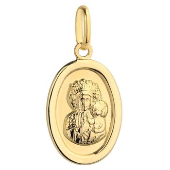 Złota zawieszka owalny medalik 'Matka Boska z dzieciątkiem' DIA-ZAW-4362-585. Piękny medalik o bogatej symbolice religijnej.jpg