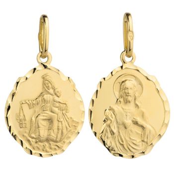 Złota zawieszka medalik dwustronny Matka Boska Szkaplerzna i Jezus DIA-ZAW-4363-585. Piękny medalik o bogatej symbolice religijnej.jpg