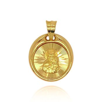Złota zawieszka okrągły medalik z Matka Boską do graweru DIA-ZAW-4364-585. Złoty medalik został wykonany z najwyższej jakości 14–karatowego żółtego złota.jpg