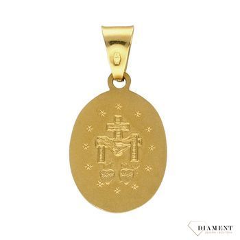 Złota zawieszka owalny grawerowany medalik z wizerunkiem DIA-ZAW-4365-585 (2).jpg