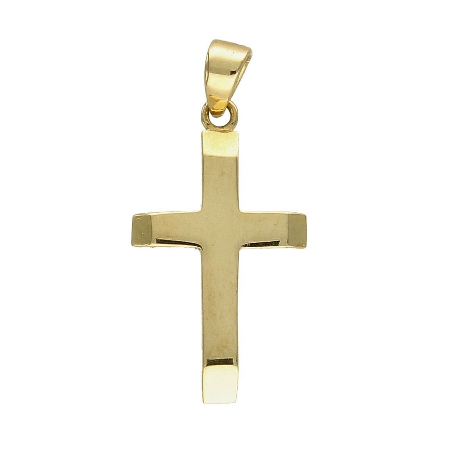 Złota zawieszka gładki krzyżyk, ścięte brzegi DIA-ZAW-4369-585.jpg