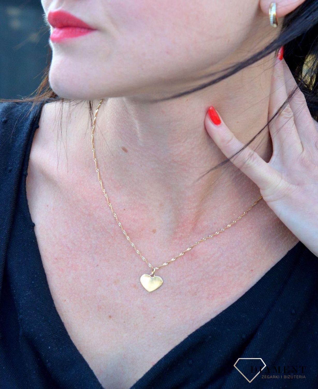 Złota zawieszka blaszka gładkie serce DIA-ZAW-4388-585. Złota zawieszka w kształcie serca gładkie.jpg
