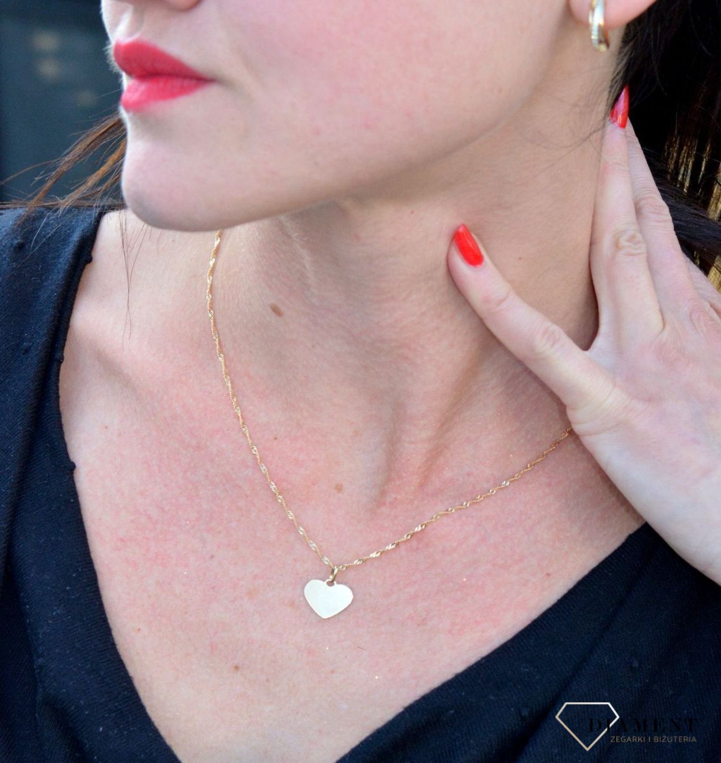 Złota zawieszka blaszka gładkie serce DIA-ZAW-4388-585. Złota zawieszka w kształcie serca gładkie.jpg