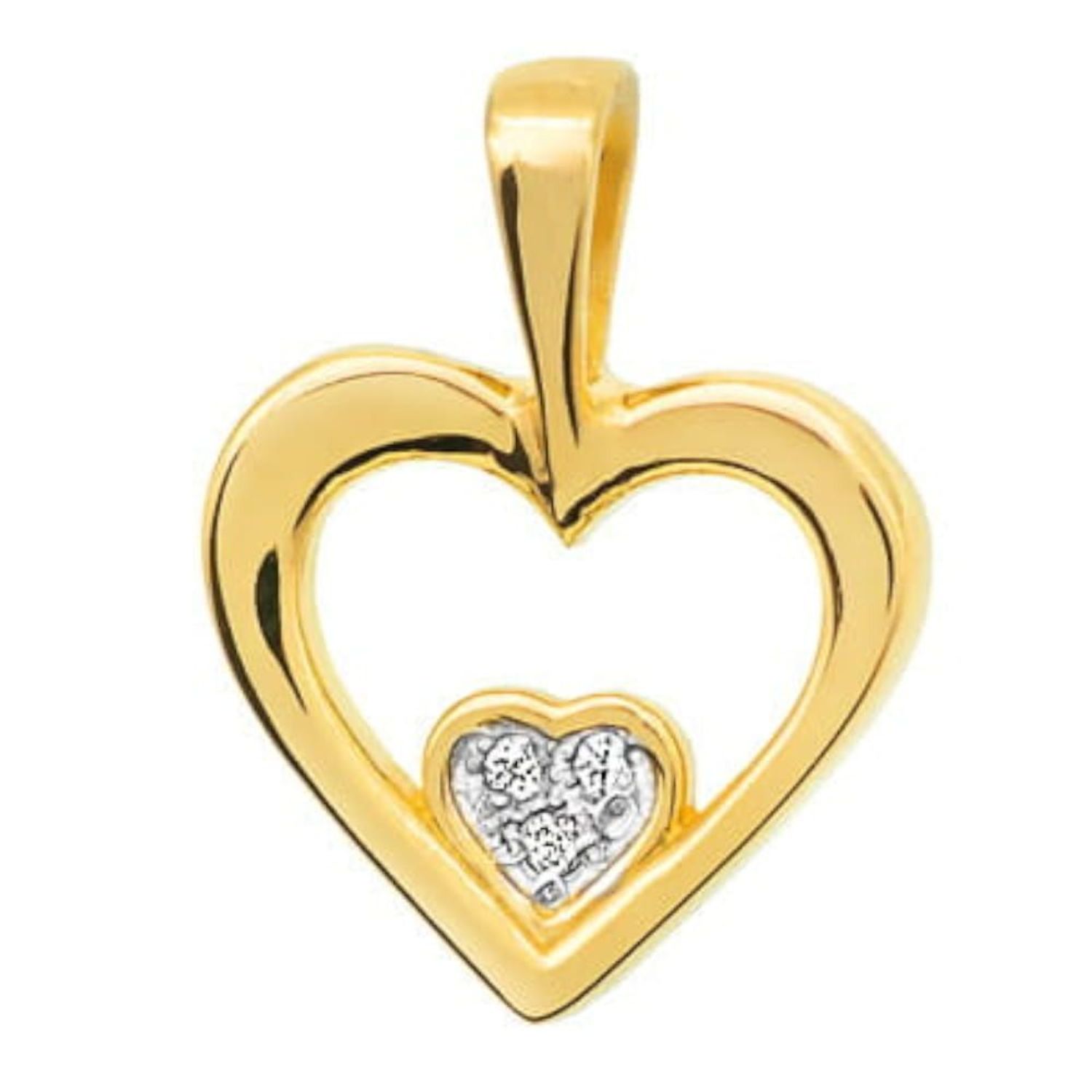 Złota zawieszka dwa serduszka DIA-ZAW-4392-585. Złota zawieszka w kształcie dwóch serduszek jedno z nich mniejsze zostało ozdobione cyrkonią.jpg