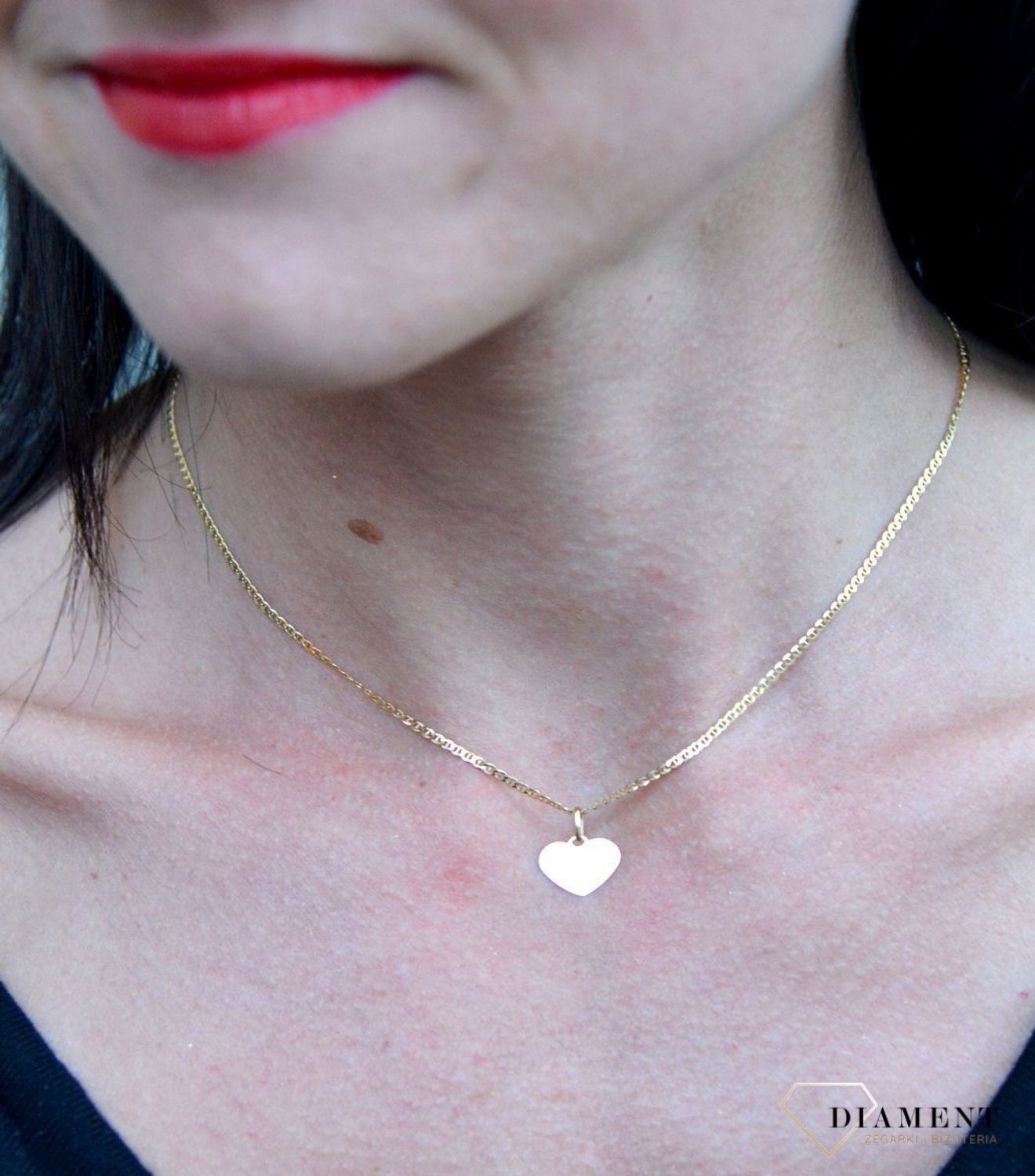 Złota zawieszka blaszka gładkie serce DIA-ZAW-4400-585.jpg