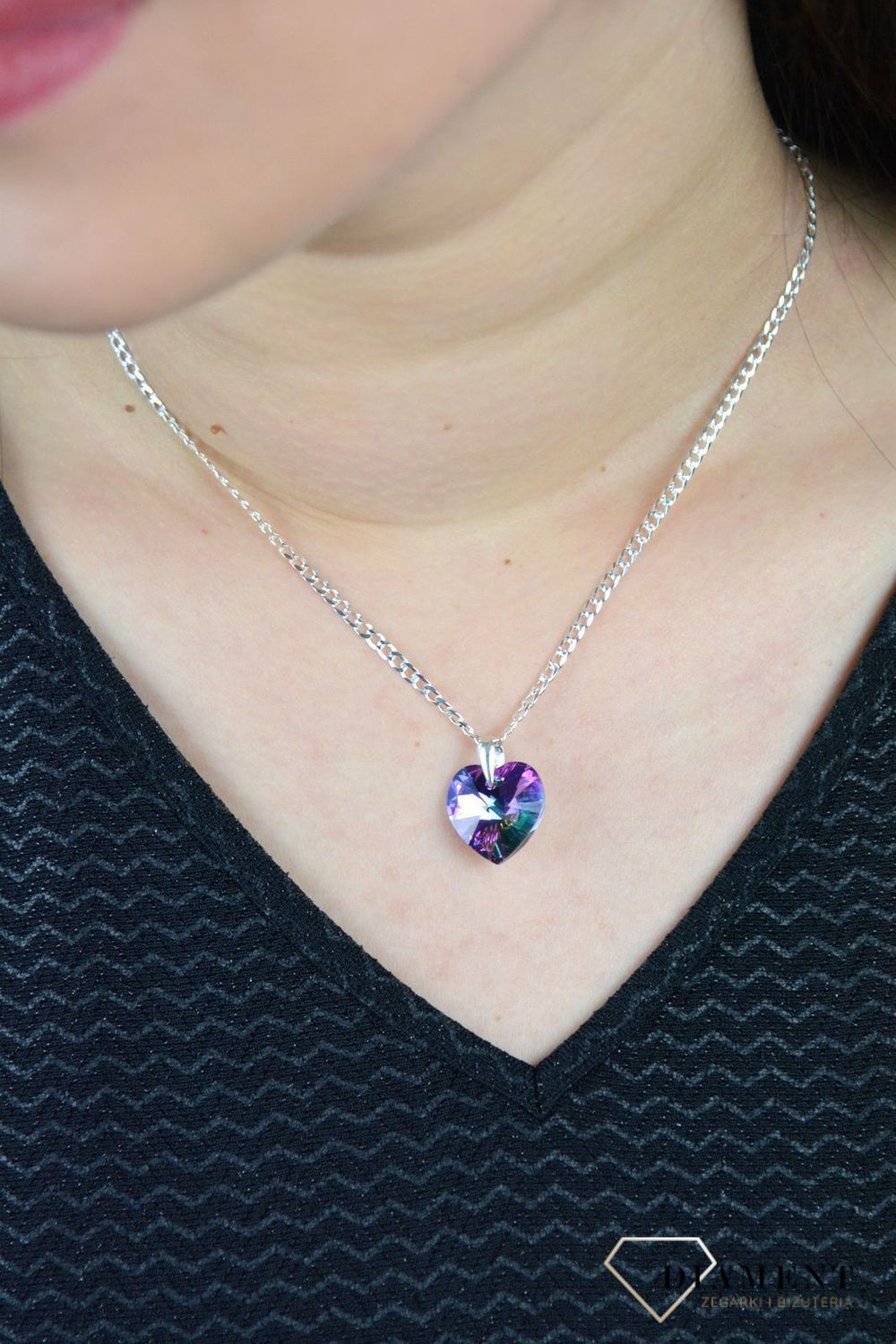 Zawieszka srebrna  fioletowe serce Swarovski DIA-ZAW-4610-925.jpg