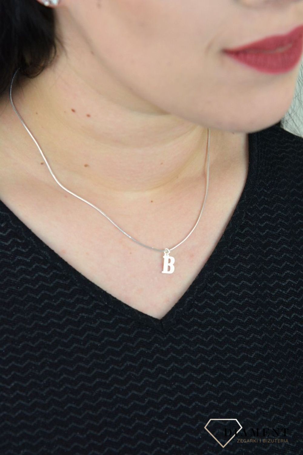 Srebrna zawieszka literka B 1 cm, 925 DIA-ZAW-4611B-925.jpg