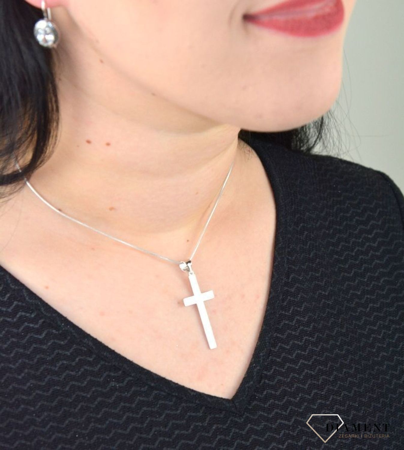 Srebrna zawieszka 925 gładki krzyżyk 925 DIA-ZAW-4615-925.jpg