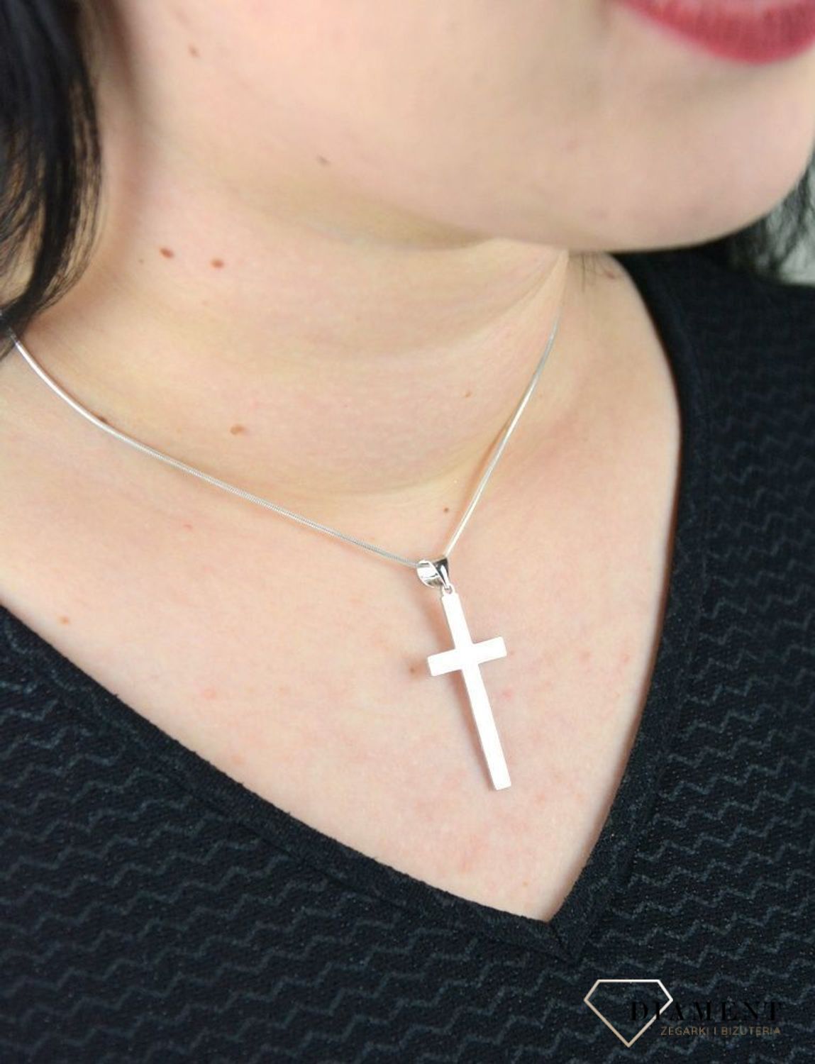 Srebrna zawieszka 925 gładki krzyżyk 925 DIA-ZAW-4615-925.jpg