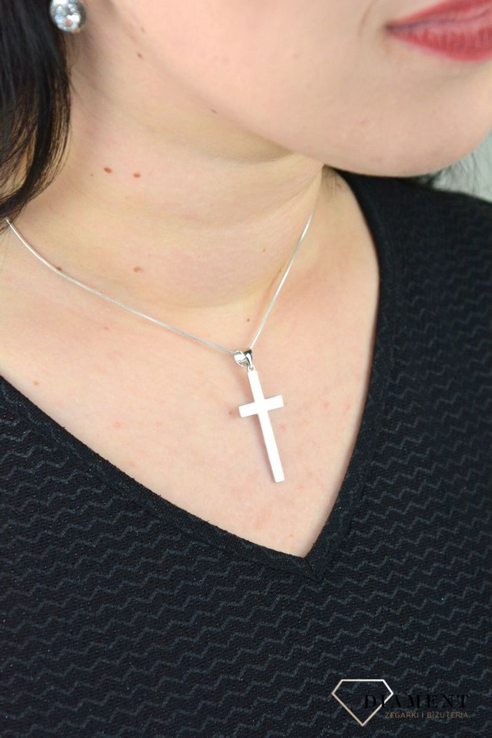 Srebrna zawieszka 925 gładki krzyżyk 925 DIA-ZAW-4615-925.jpg