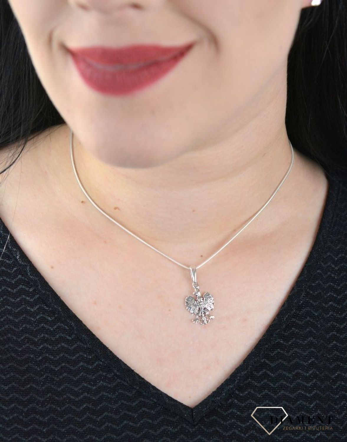 Srebrna zawieszka oksydowany orzełek DIA-ZAW-4621-925.jpg