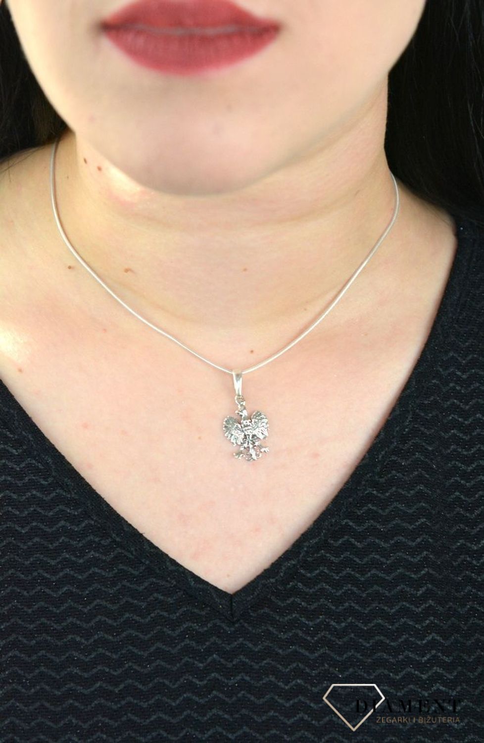 Srebrna zawieszka oksydowany orzełek DIA-ZAW-4621-925.jpg