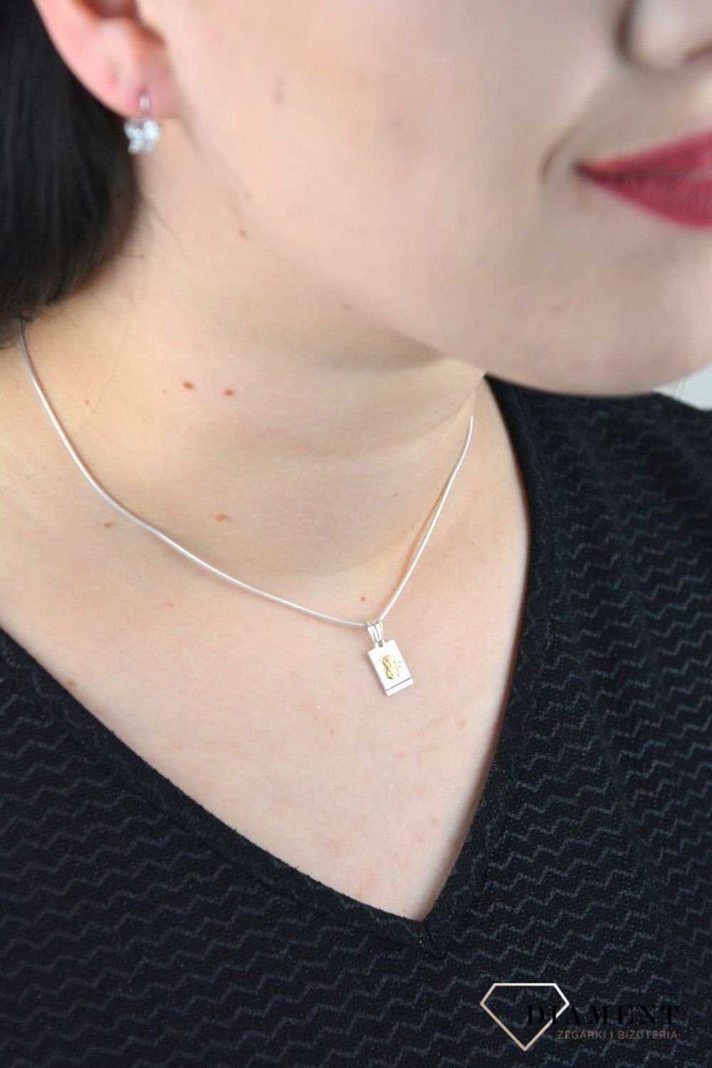 Srebrna zawieszka medalik złoty wizerunek DIA-ZAW-4629-925.jpg