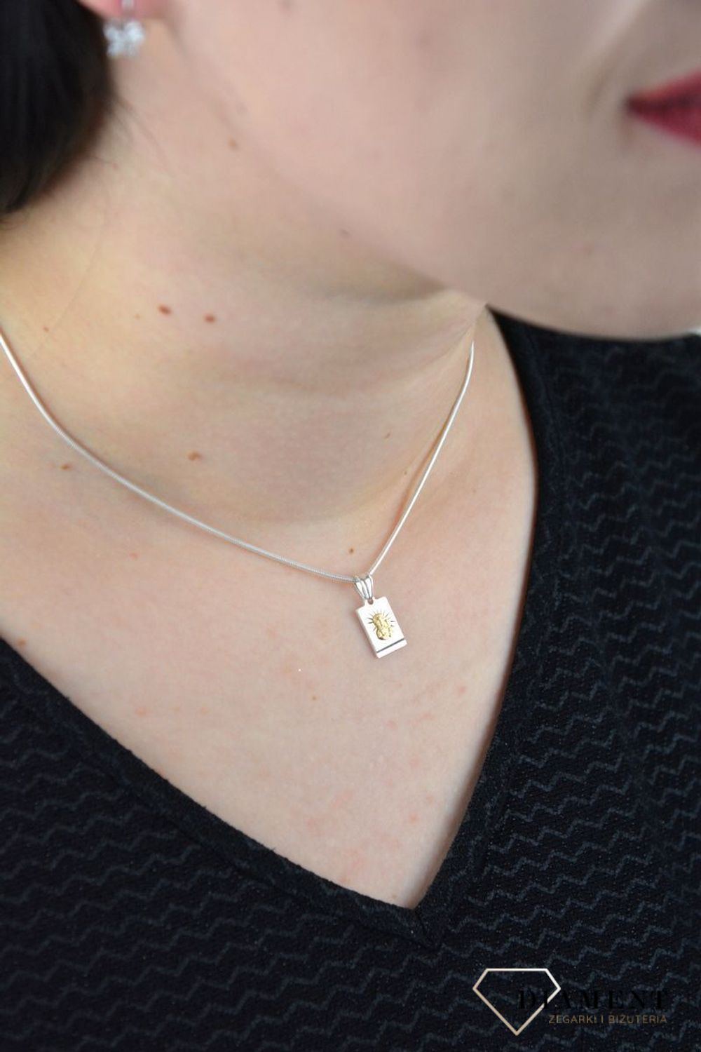 Srebrna zawieszka medalik złoty wizerunek DIA-ZAW-4629-925.jpg