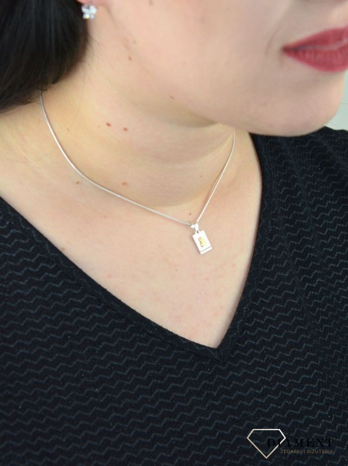 Srebrna zawieszka medalik złoty wizerunek DIA-ZAW-4629-925.jpg