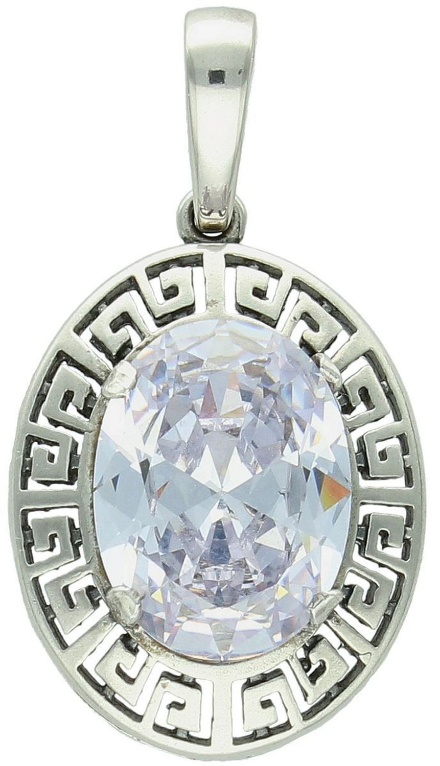 Zawieszka srebrna próba 925, owalna cyrkonią z drogą grecka DIA-ZAW-4657-925 Piękna zawieszka wykonana z wysokiej jakości srebra próby 925, ozdobiona dużą, owalną cyrkonią 1.jpg