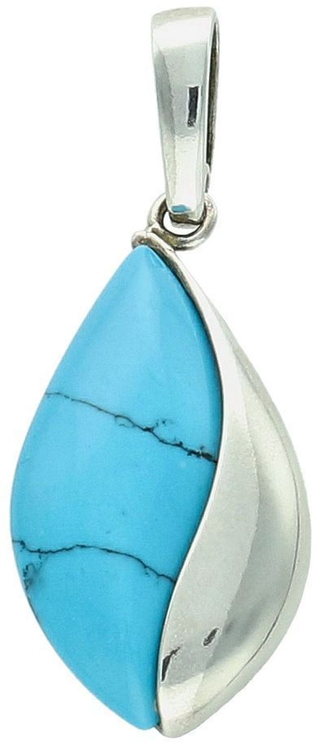 Elegancka srebrna zawieszka damska z naturalnym turkusem w kształcie łezki. Próba 925, waga 3,50 g, długość 3,6 cm, szerokość 1,5 cm. Model DIA-ZAW-4663-925.1.jpg