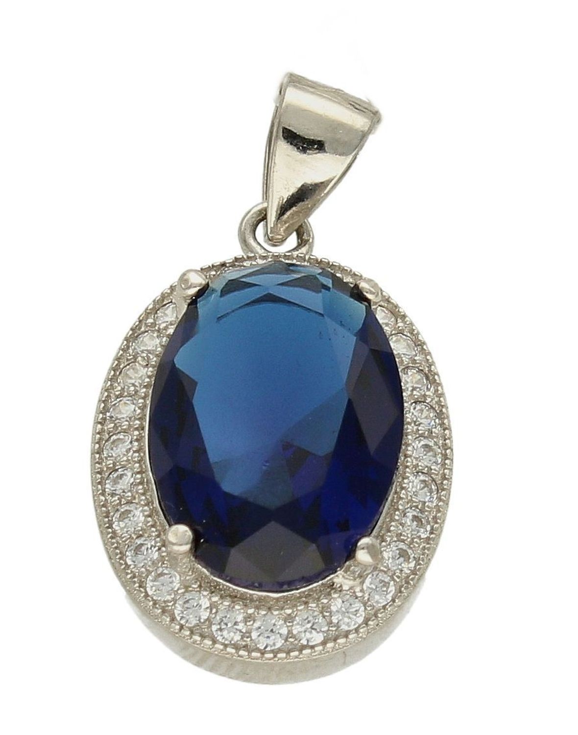 Zawieszka damska  Granatowa Markiza  DIA-ZAW-4664-925 Srebrne kolczyki zapinane na ponadczasowe zapięcie angielskie, zostały wykonane z najwyższej jakości srebra próby 925. Idealny pomysł na prezent..jpg