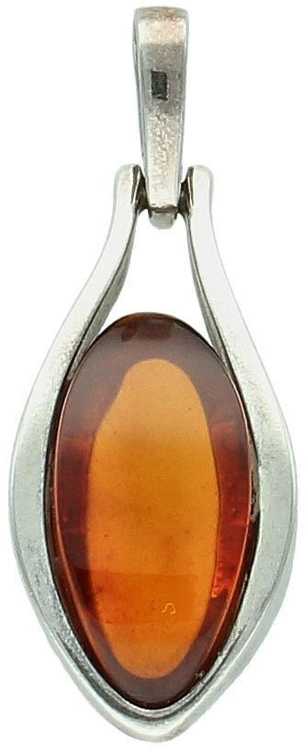 Elegancka srebrna zawieszka damska z bursztynem bałtyckim w kształcie łezki. Próba 925, waga 3,50 g, wymiary 3,2 x 1,2 cm. Model DIA-ZAW-4697-925.1.jpg