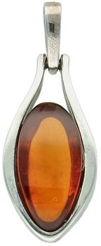 Elegancka srebrna zawieszka damska z bursztynem bałtyckim w kształcie łezki. Próba 925, waga 3,50 g, wymiary 3,2 x 1,2 cm. Model DIA-ZAW-4697-925.1.jpg