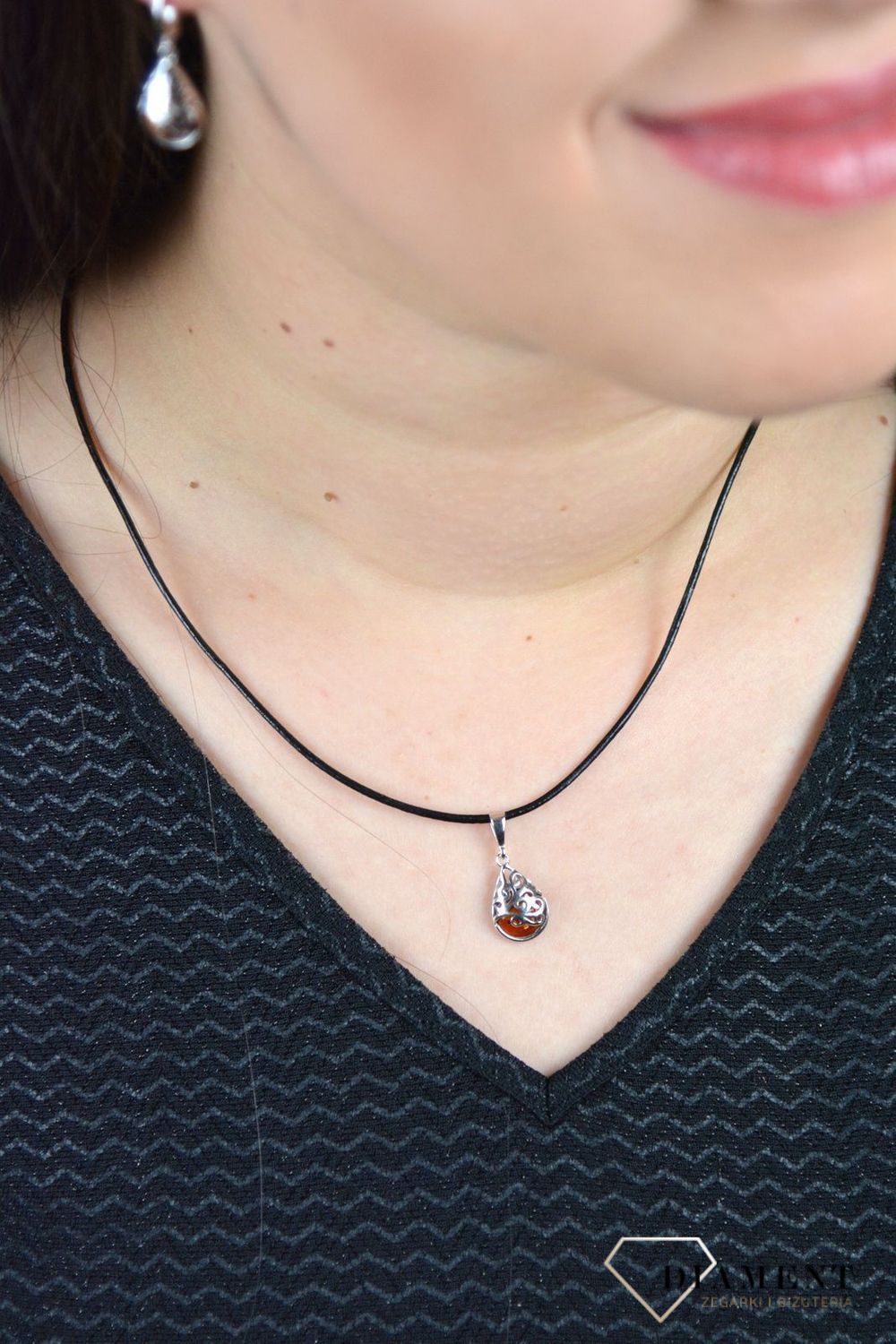 Srebrna zawieszka bursztyn bałtycki 'Ozdobne oczko' DIA-ZAW-4698-925.jpg