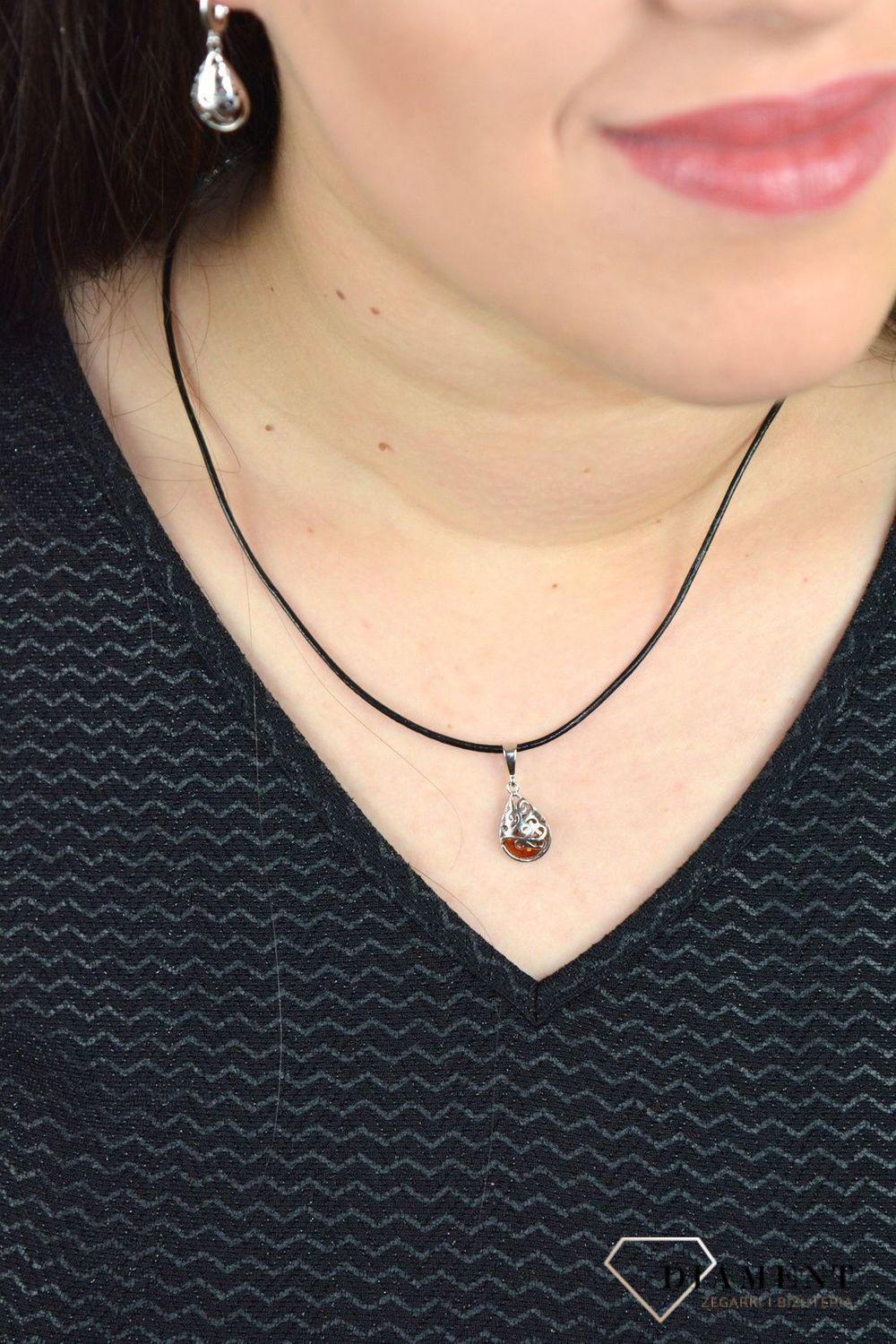 Srebrna zawieszka bursztyn bałtycki 'Ozdobne oczko' DIA-ZAW-4698-925.jpg