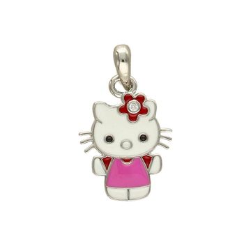 Srebrna zawieszka dla dziewczynki Hello Kitty biała i różowa emalia DIA-ZAW-4791-925.jpg