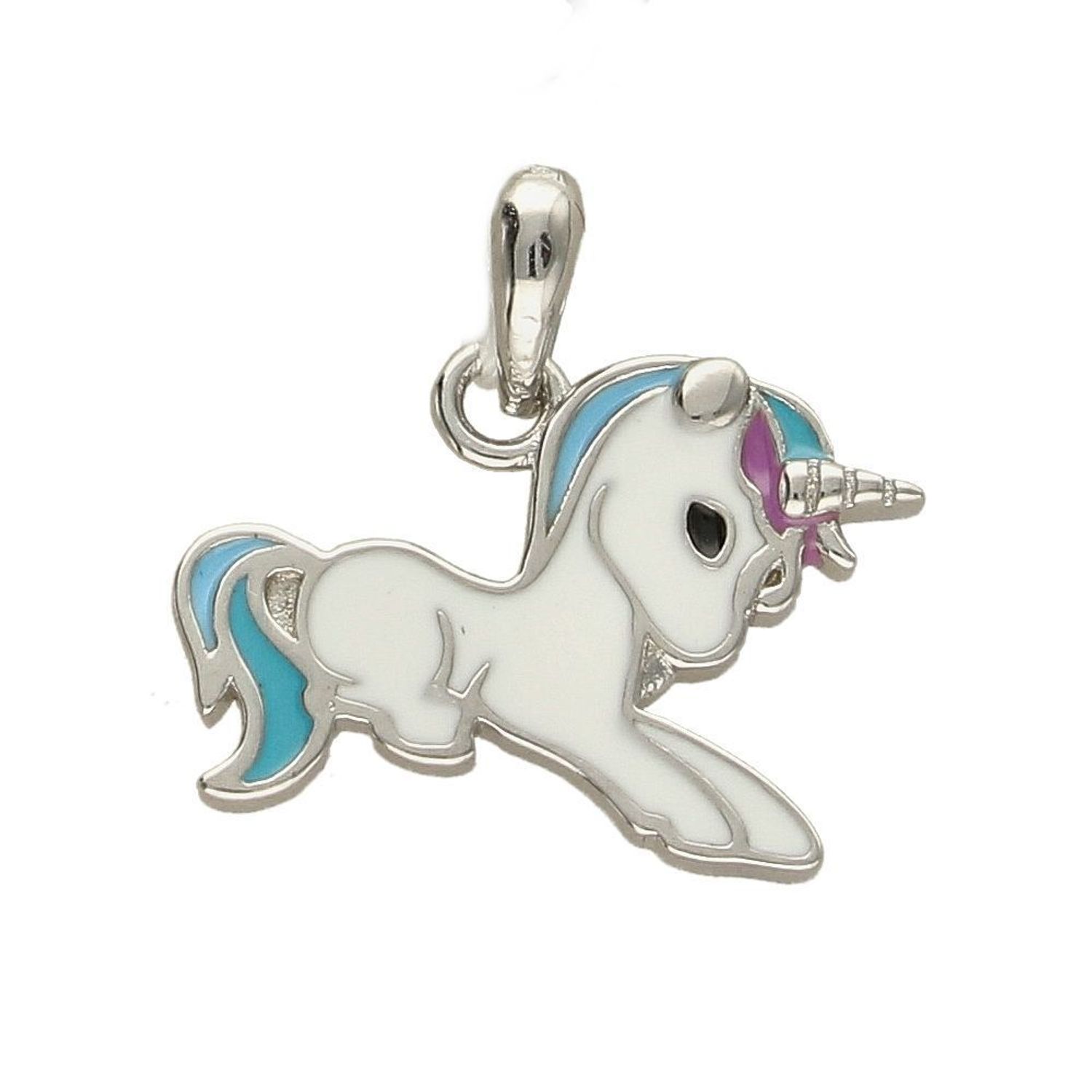 Srebrna zawieszka dla dziewczynki biały jednorożec DIA-ZAW-4792-925.jpg