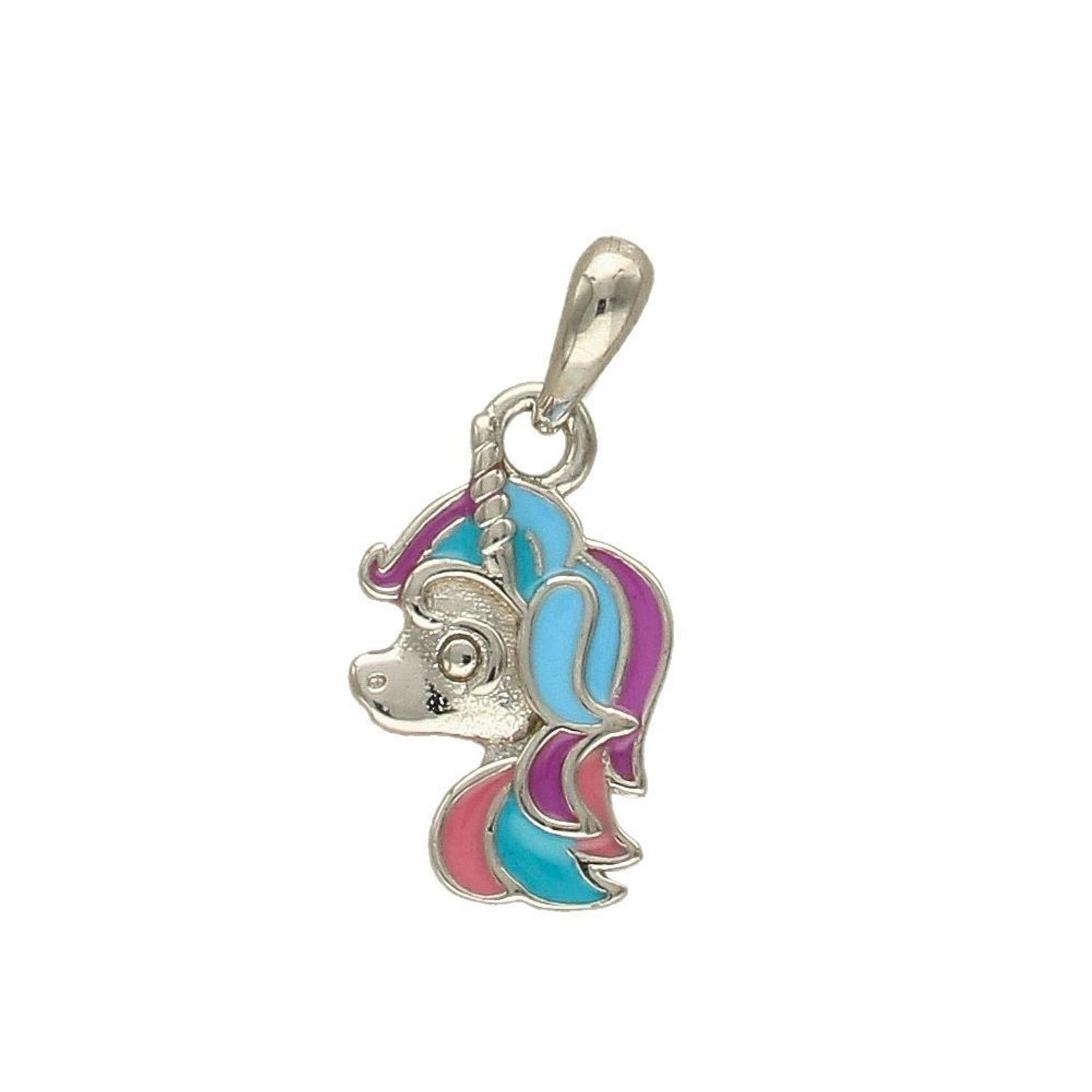 Srebrna zawieszka jednorożec z niebiesko-różową Emalią DIA-ZAW-4794-925.jpg