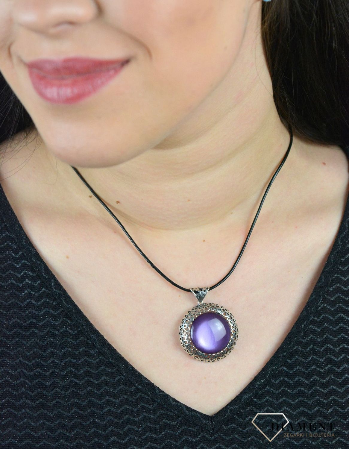 Zawieszka srebrna 'Fiolet w oprawie' DIA-ZAW-4843-925.jpg