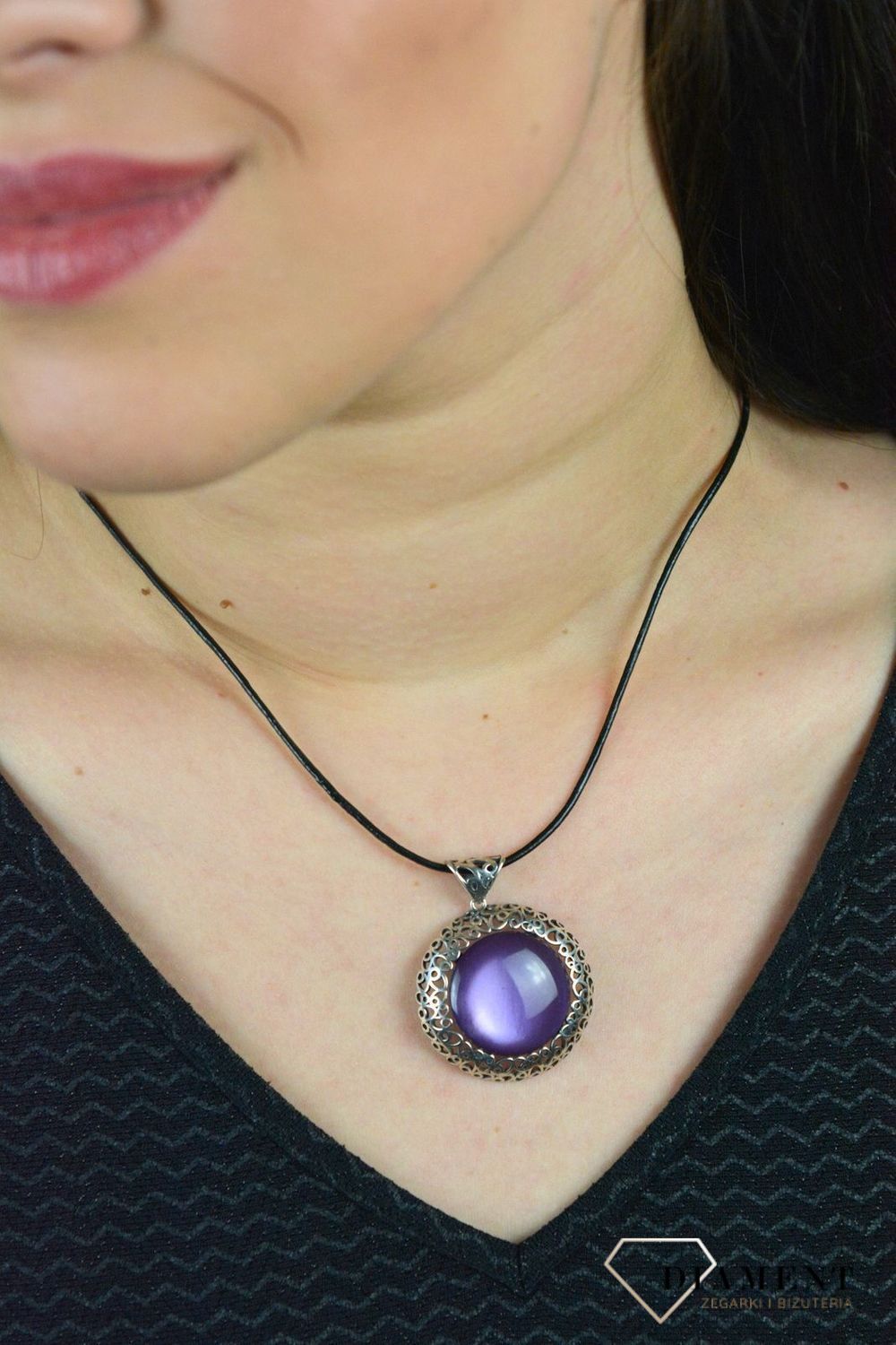 Zawieszka srebrna 'Fiolet w oprawie' DIA-ZAW-4843-925.jpg