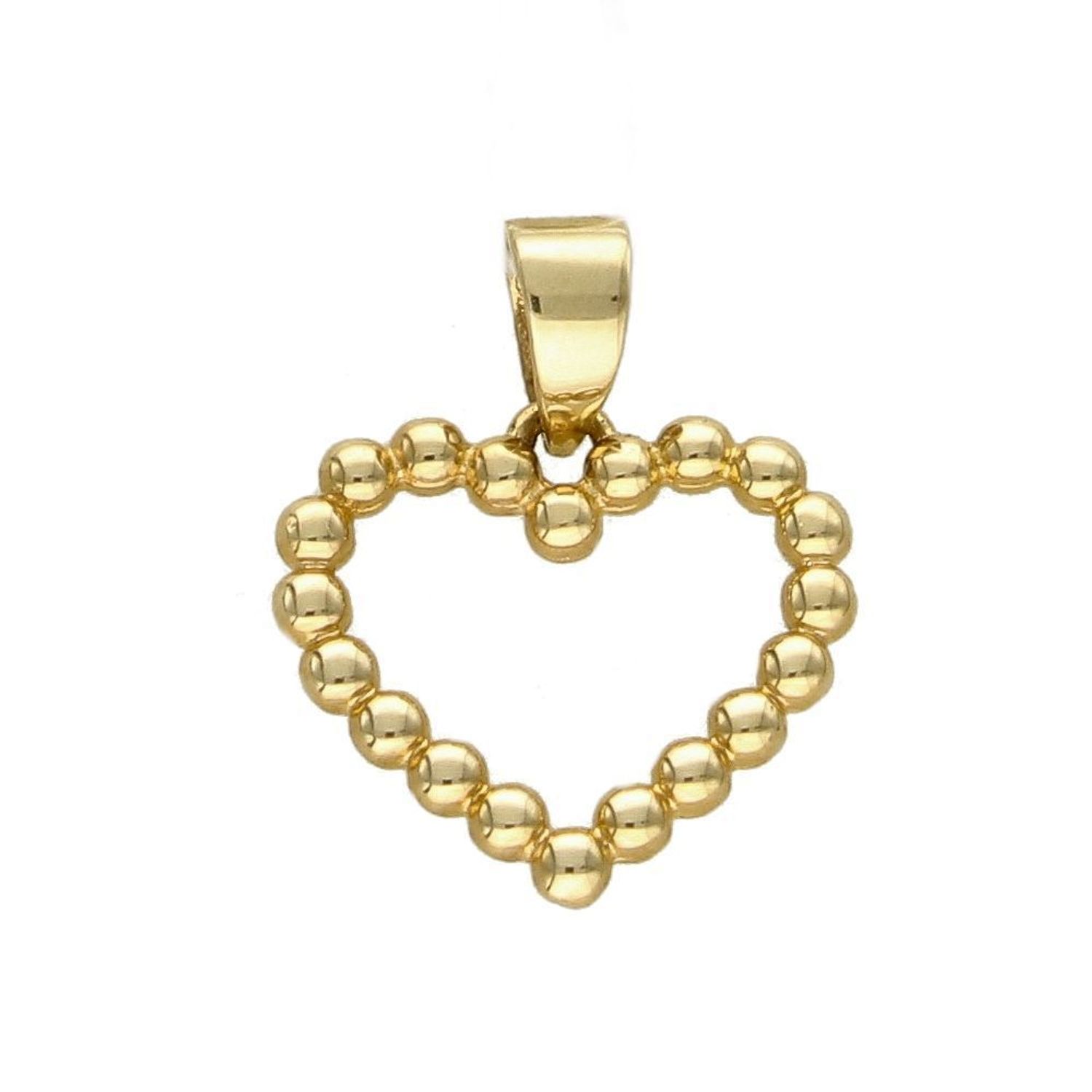 Złota zawieszka w kształcie serca z delikatnych kuleczek. Elegancki wisiorek wykonany z najwyższej jakości 14 –karatowego żółtego złota. Ta unikalna biżuteria, która zachwyci każdą kobietę..jpg