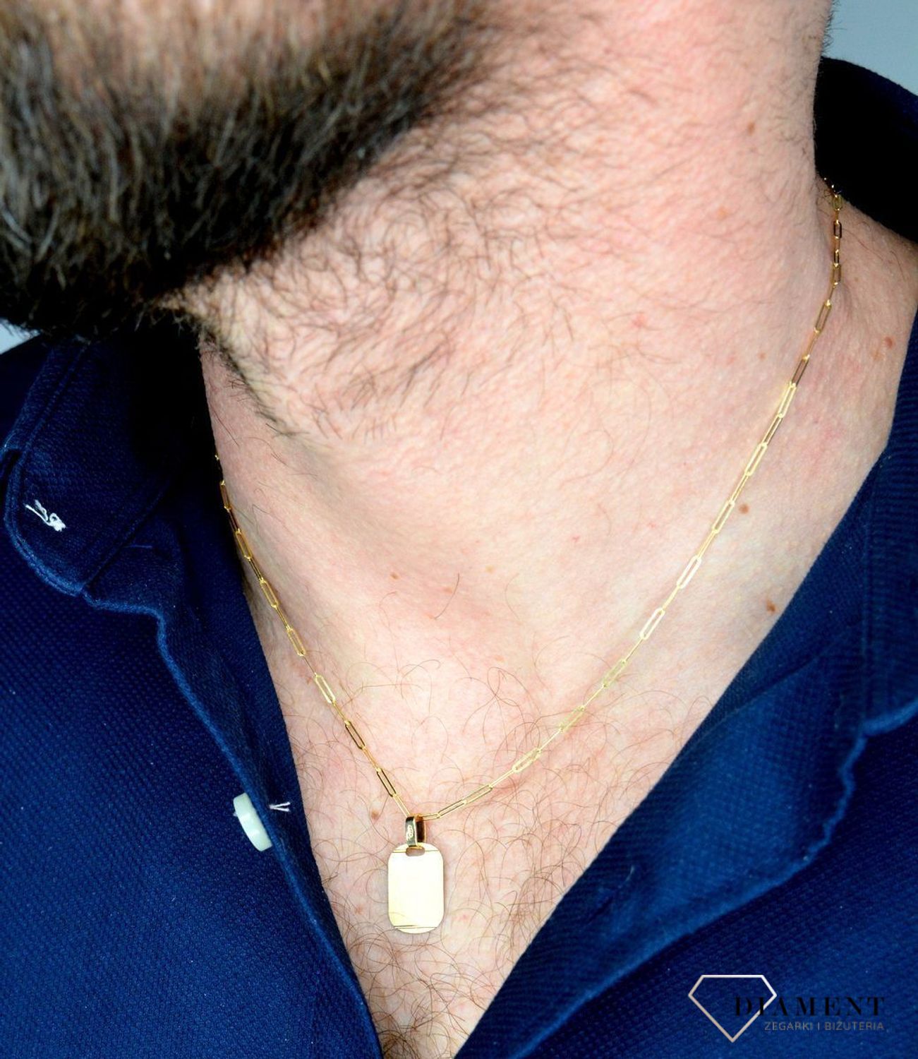 Złota zawieszka blaszka 'Matowy nieśmiertelnik' DIA-ZAW-5246-585.jpg