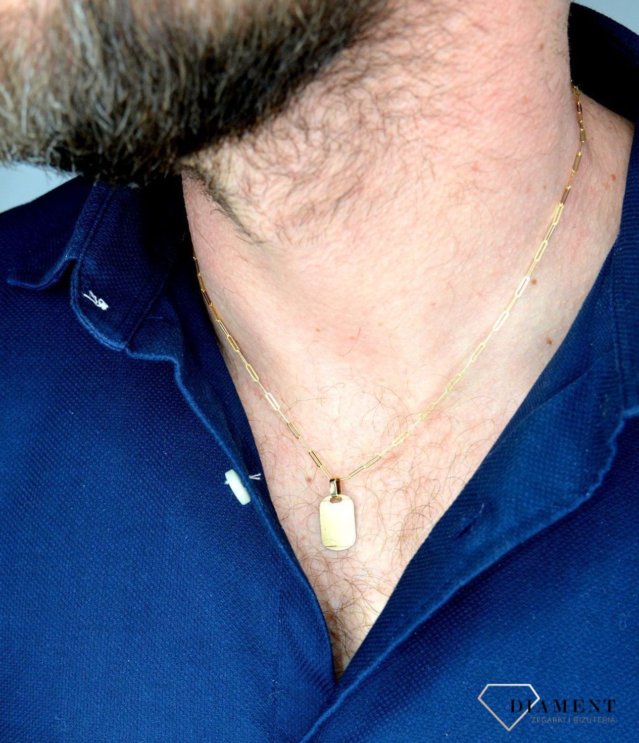 Złota zawieszka blaszka 'Matowy nieśmiertelnik' DIA-ZAW-5246-585.jpg