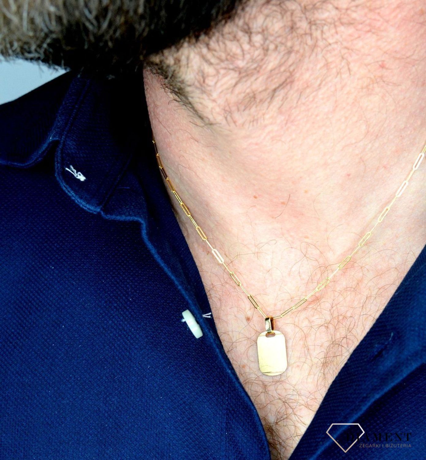 Złota zawieszka blaszka 'Matowy nieśmiertelnik' DIA-ZAW-5246-585.jpg