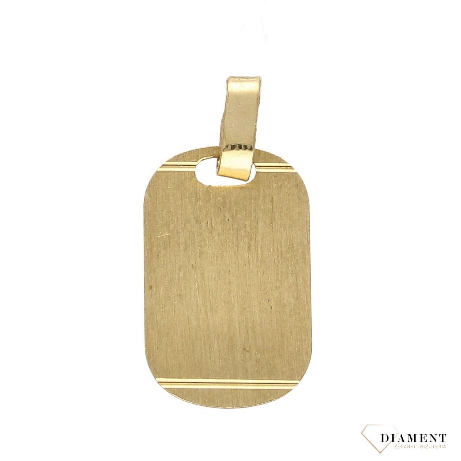 Złota zawieszka blaszka 'Matowy nieśmiertelnik' DIA-ZAW-5246-585.jpg