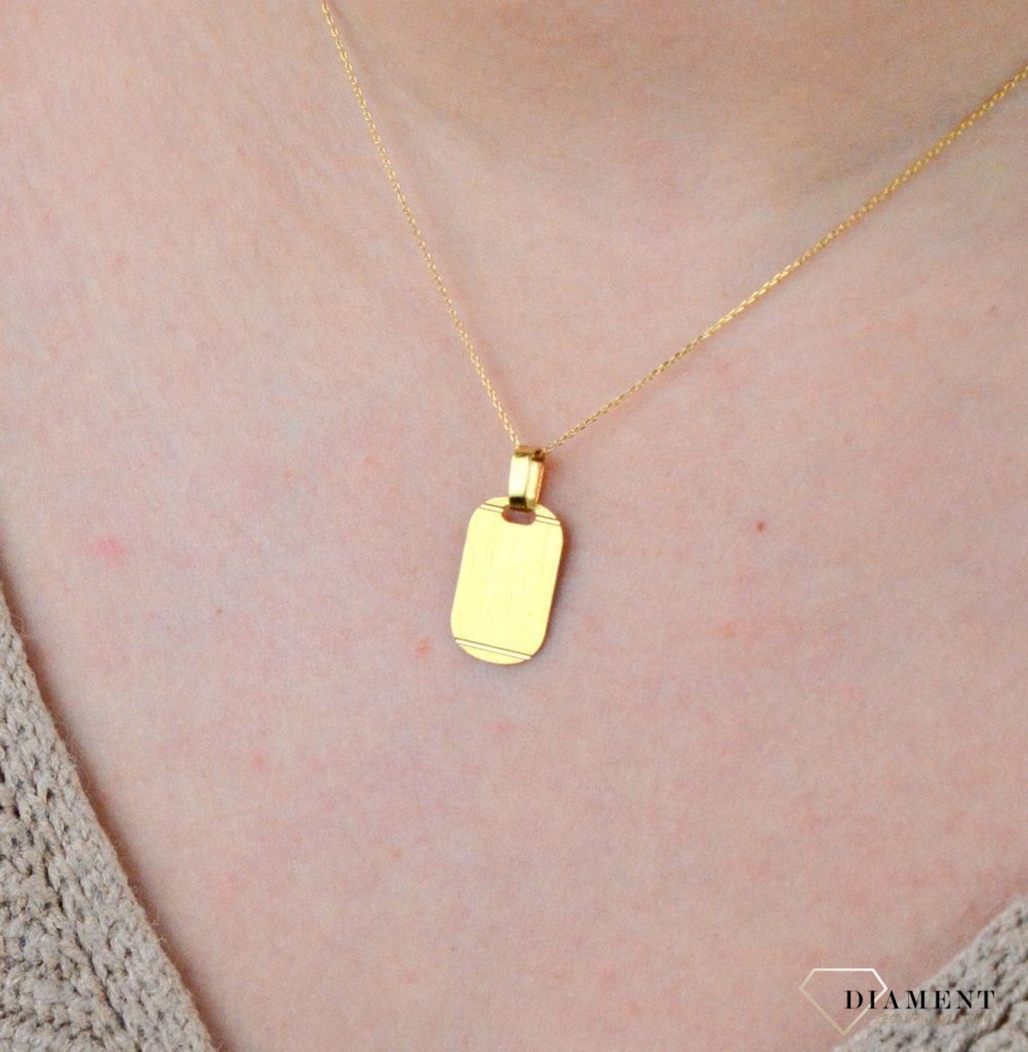 Złota zawieszka blaszka 'Matowy nieśmiertelnik' DIA-ZAW-5246-585.jpg