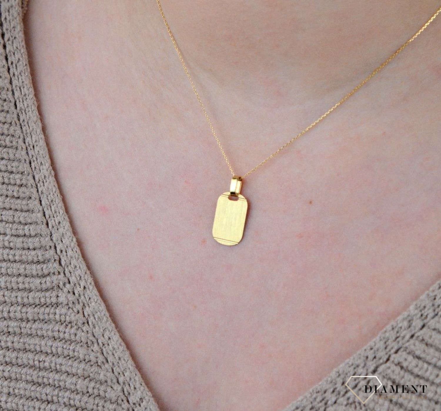 Złota zawieszka blaszka 'Matowy nieśmiertelnik' DIA-ZAW-5246-585.jpg