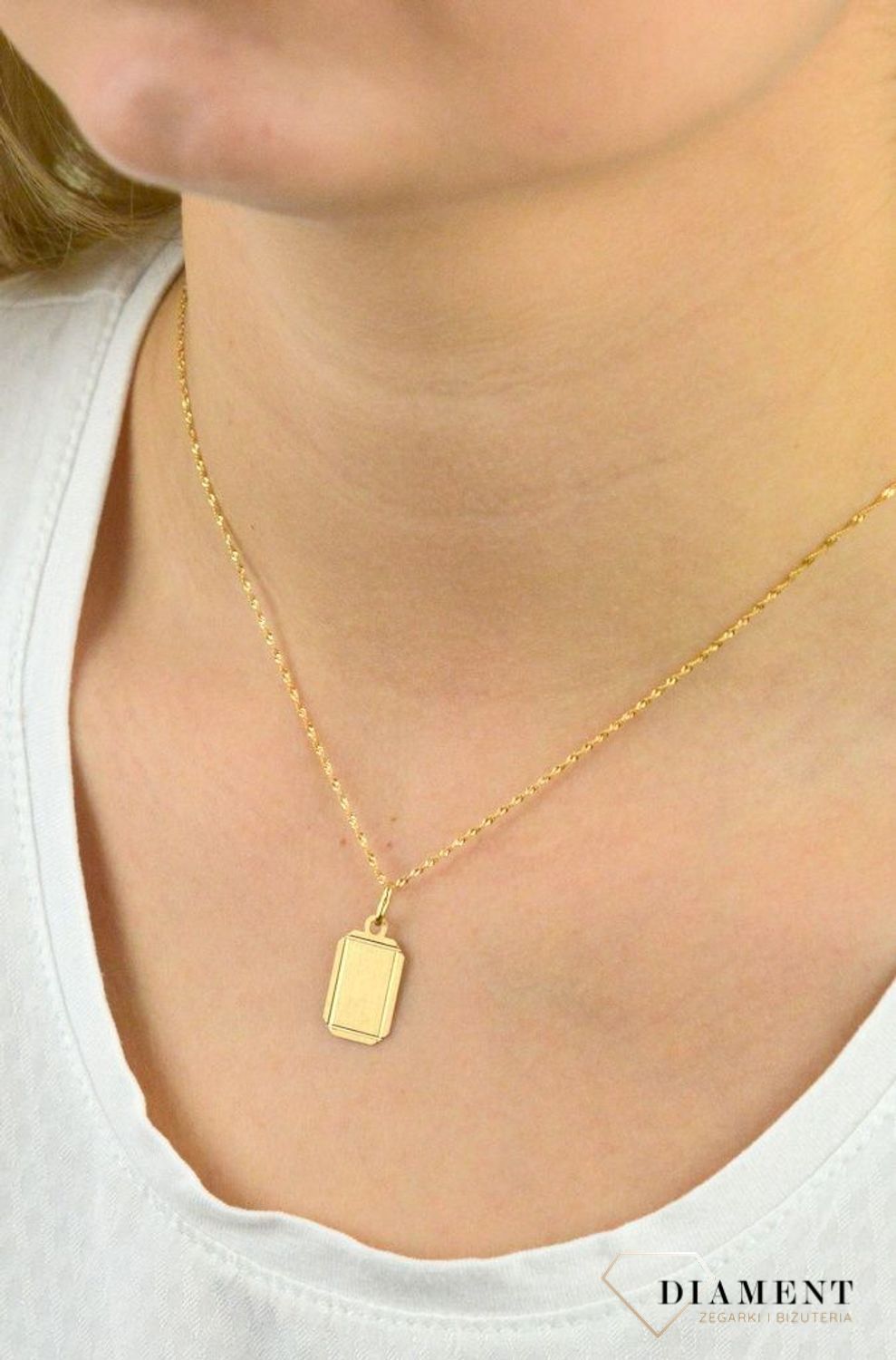 Złota zawieszka 'Minimalistyczny nieśmiertelnik' DIA-ZAW-5247-585.jpg