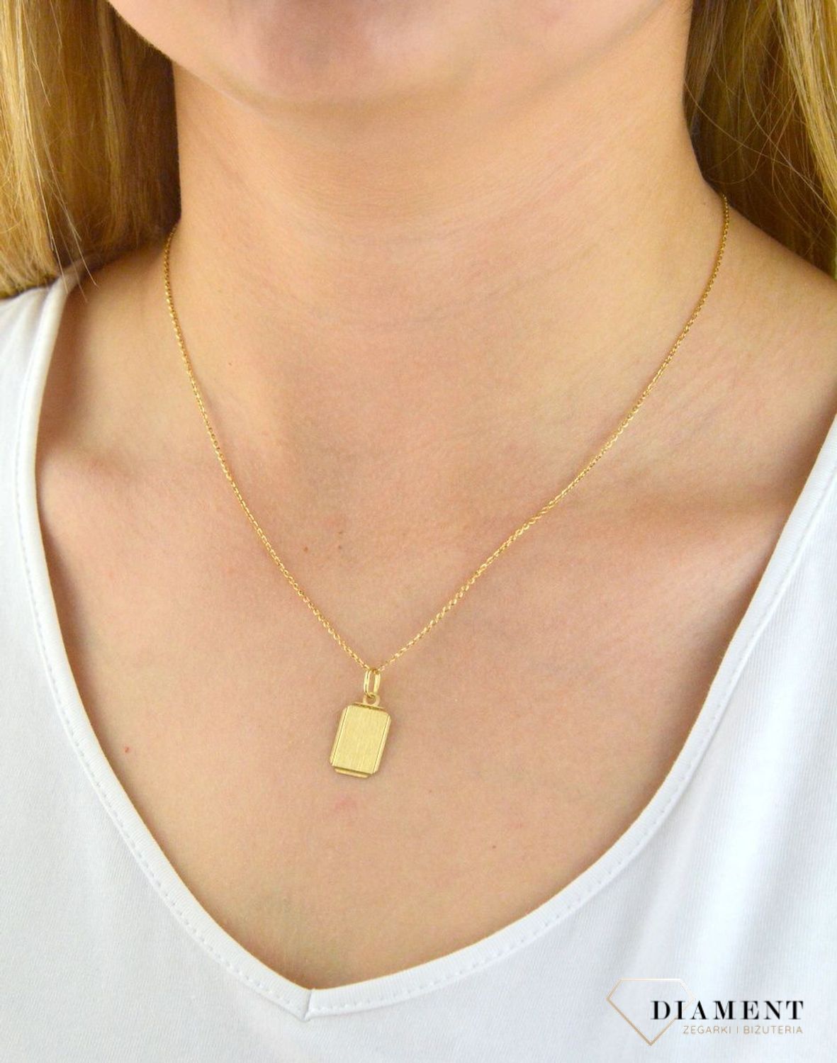Złota zawieszka 'Minimalistyczny nieśmiertelnik' DIA-ZAW-5247-585.jpg