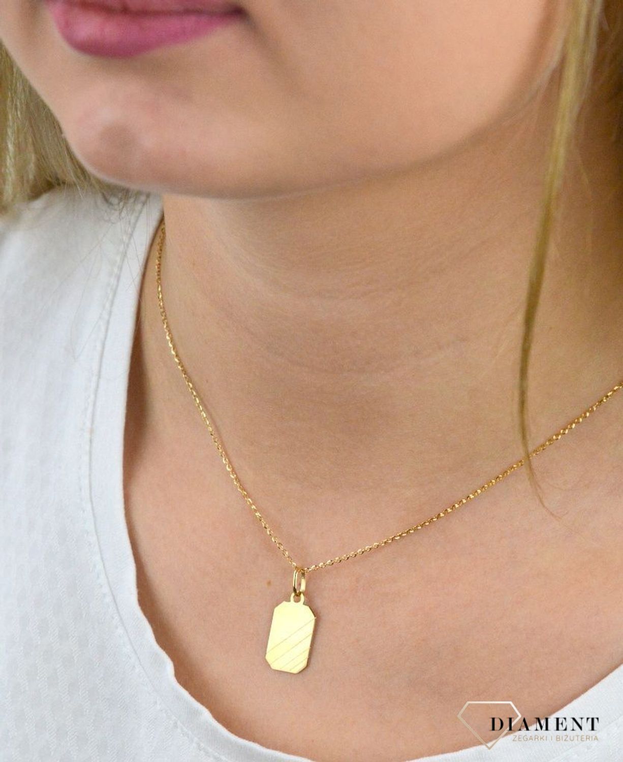 Złota zawieszka blaszka klasyczny nieśmiertelnik DIA-ZAW-5248-585.jpg