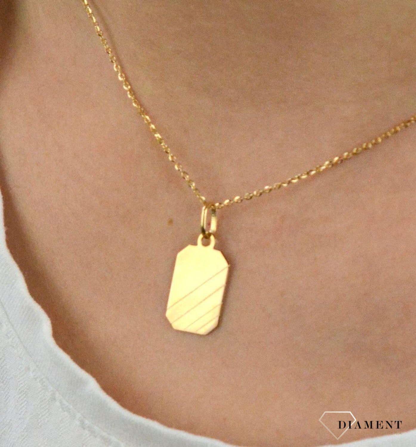 Złota zawieszka blaszka klasyczny nieśmiertelnik DIA-ZAW-5248-585.jpg