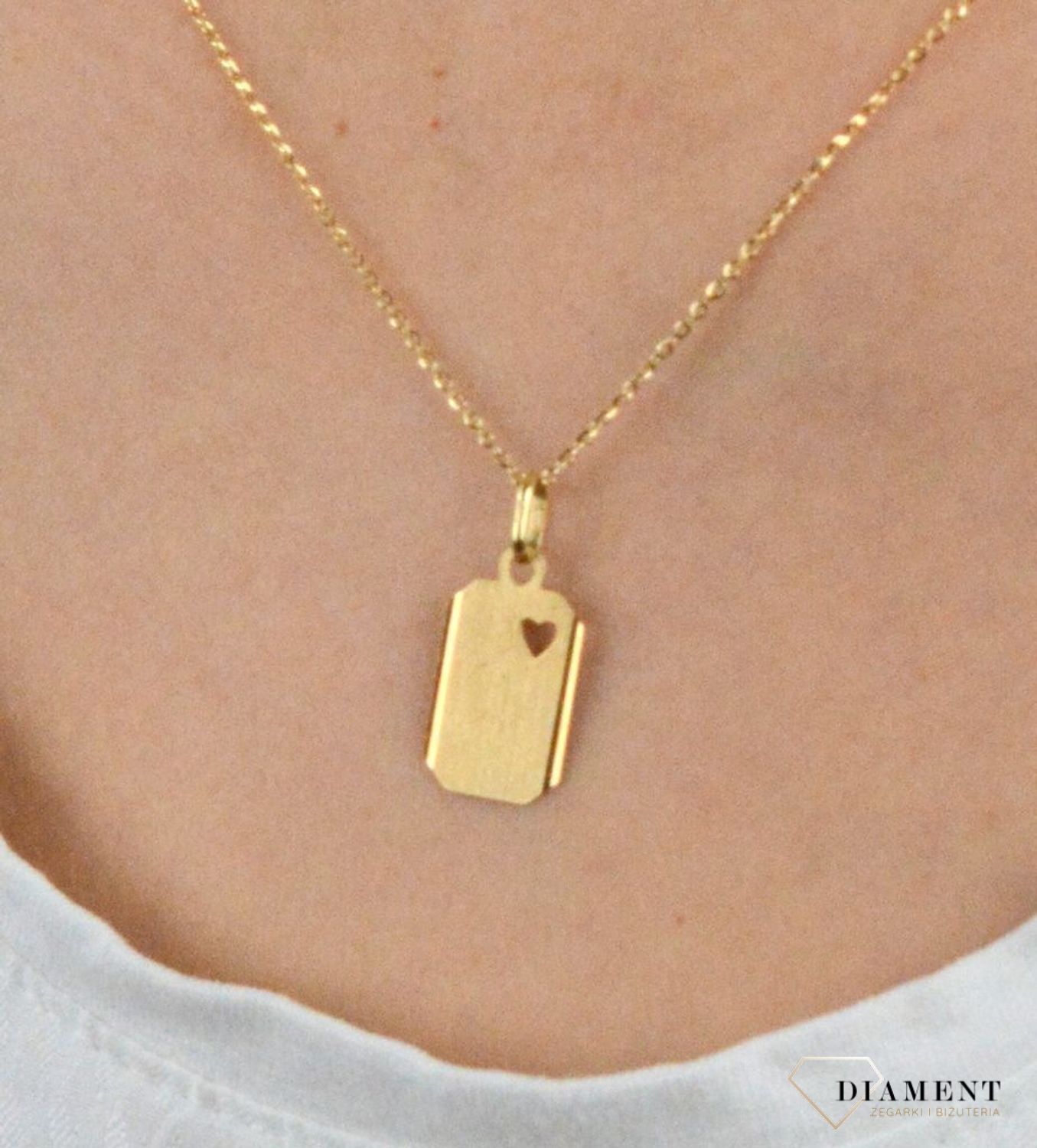 Złota zawieszka nieśmiertelnik 'Wycięte serce' DIA-ZAW-5250-585.jpg